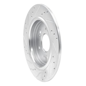 Acura RLX Brake Rotor (1) - Rear Right - R1 Concepts - Drilled & Slotted - Silver - `14-`20
